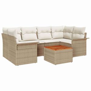vidaXL Garten-Sofa-Set 7 pcs Beige Poly Rattan