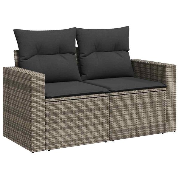 vidaXL Garten-Sofa-Set mit Kissen mit Speicher 10 pcs Grau