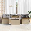 vidaXL Garten-Sofa-Set mit Kissen mit Speicher 7 pcs Beige Poly Rattan