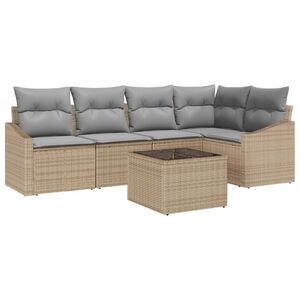 vidaXL Gartensofa-set mit Kissen 6 pcs Beige und Hellgrau Poly-Rattan