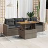 vidaXL 5-tlg. Garten-Sofagarnitur mit Kissen Grau Poly Rattan