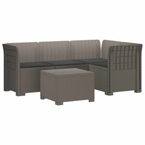 vidaXL 4-Sitzer Garten Sofa mit Kissen Rattan Look PP Hellgrau