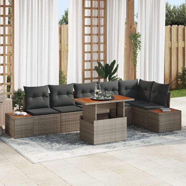 vidaXL Garten Essgruppe mit Kissen mit Kissen 7 pcs Grau und Braun