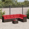 vidaXL 8-tlg. Garten-Sofagarnitur mit Kissen Braun Poly Rattan
