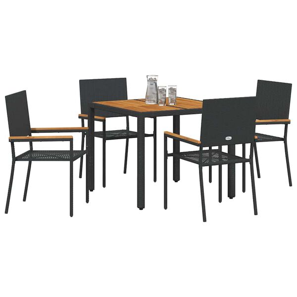 vidaXL Garten Essgruppe 5 pcs Schwarz und Braun Poly-Rattan