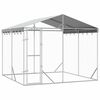 vidaXL Outdoor-Hundezwinger mit Dach Silbern 3x3x2,5m Verzinkter Stahl