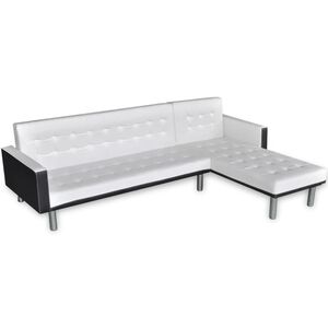 vidaXL Schlafsofa L-Form Kunstleder Wei&szlig;