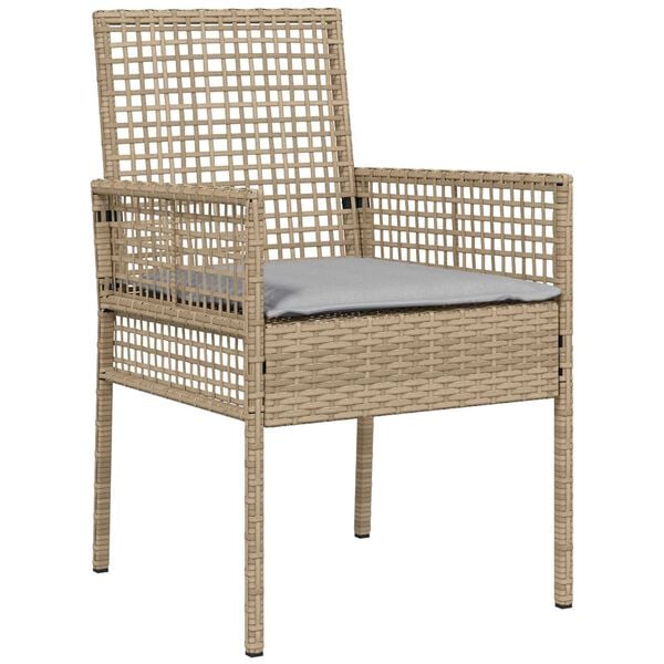 vidaXL Gartenstuhl 2 pcs Beige 53 x 60 x 85 cm Poly-Rattan