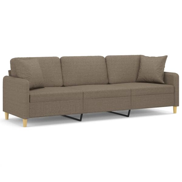 vidaXL 3-Sitzer-Sofa mit Kissen Taupe 210 cm Stoff