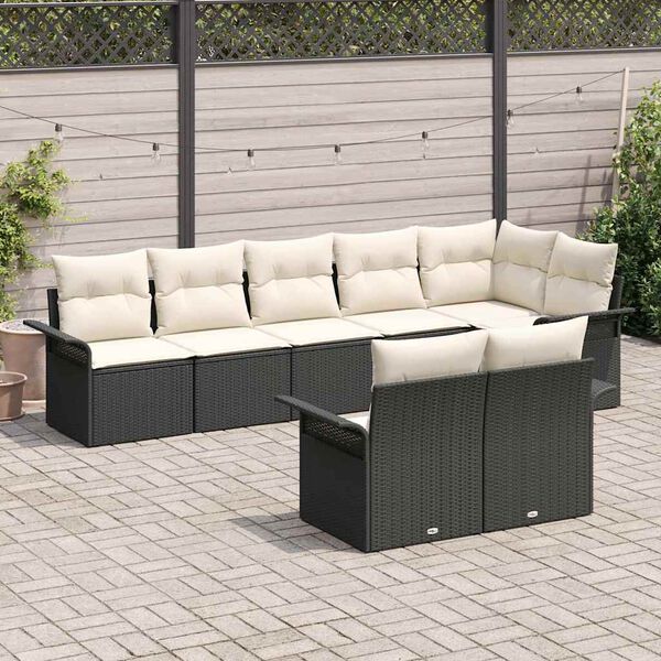 vidaXL Gartensofa-set mit Kissen 8 pcs Schwarz Poly-Rattan