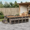 vidaXL 15-tlg. Garten-Essgruppe mit Kissen Grau Poly Rattan