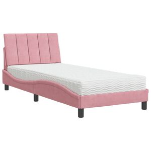 vidaXL Bett mit Matratze "Hanko" Rosa 80x200 cm Samt