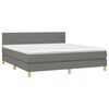 vidaXL Boxspringbett mit Matratze & LED Dunkelgrau 180x200 cm Stoff