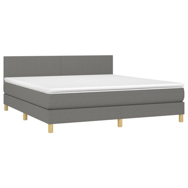 vidaXL Boxspringbett mit Matratze & LED Dunkelgrau 180x200 cm Stoff