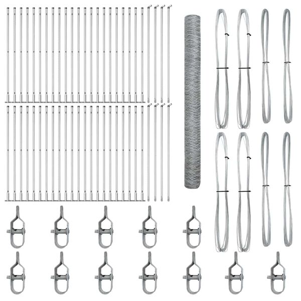 vidaXL Zaunpfosten Silber 100 x 1,5 m (36 mm Maschenweite) Stahl