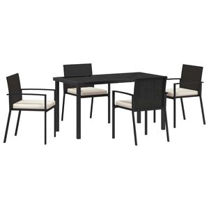 vidaXL Garten Essgruppe 5 pcs Schwarz Pulverbeschichteter Stahl