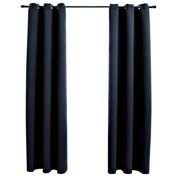vidaXL Verdunkelungsvorh&auml;nge mit Ringen 2 Stk. Schwarz 97x213 cm Stoff