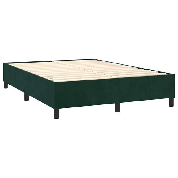vidaXL Boxspringbett mit Matratze Dunkelgr&uuml;n 140x200 cm Samt