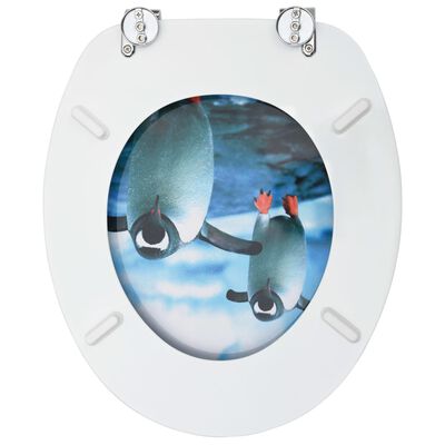 vidaXL Toilettensitze mit Deckel 2 Stk. MDF Pinguin-Design