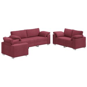 vidaXL Sofa 3 pcs Wind Rot 219 x 80 x 82 cm Leinenmischgewebe