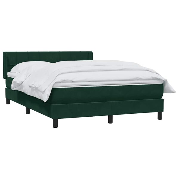 vidaXL Boxspringbett mit Matratze Dunkelgr&uuml;n 160x220 cm Samt