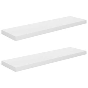 vidaXL Schweberegale 2 Stk. Hochglanz-Wei&szlig; 90x23,5x3,8 cm MDF