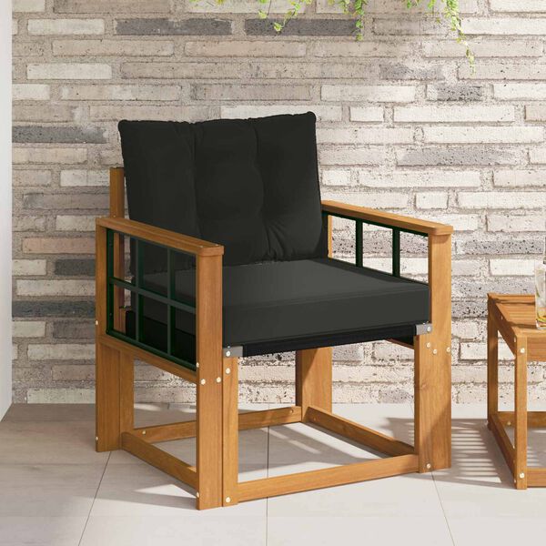 vidaXL 2 St&uuml;ck Outdoor-Sofagarnitur Massives Akazienholz und Textilene