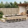 vidaXL 17-tlg. Garten-Essgruppe mit Kissen Beige Poly Rattan