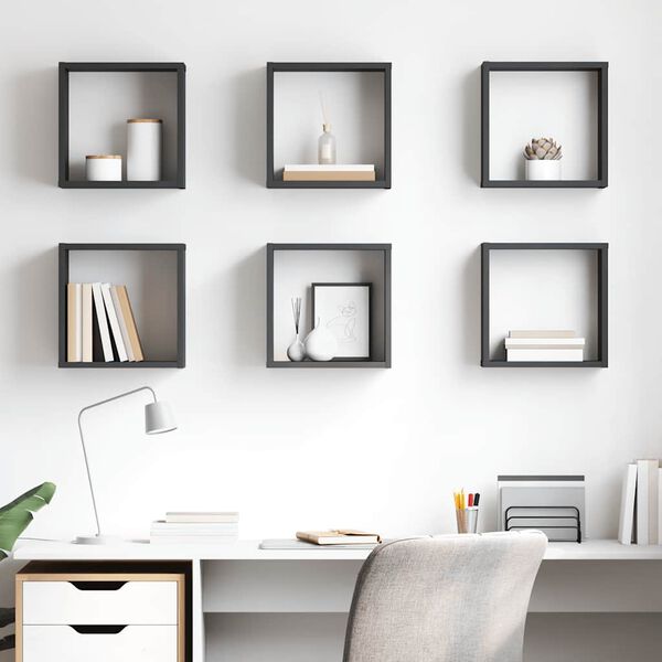 vidaXL W&uuml;rfelregale 6 Stk. Hochglanz-Grau 30x15x30 cm