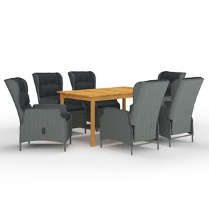 vidaXL 7-tlg. Garten-Essgruppe Hellgrau