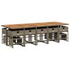 vidaXL 15-tlg. Garten-Essgruppe mit Kissen Grau Poly Rattan