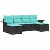 vidaXL Garten-Sofa-Set mit Kissen 6 pcs Schwarz Poly Rattan