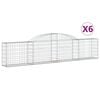 vidaXL Gabionen mit Hochbogen 6 Stk. 300x30x60/80 cm Verzinktes Eisen