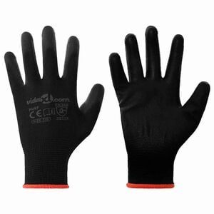 vidaXL Arbeitshandschuhe 12 Stk. Schwarz 7 / S Polyester