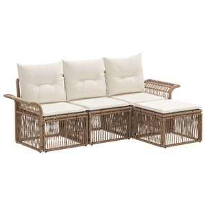vidaXL Gartensofa-set 4 pcs Beige Poly-Rattan