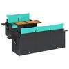 vidaXL 6-tlg. Garten-Sofagarnitur mit Kissen Schwarz Poly Rattan