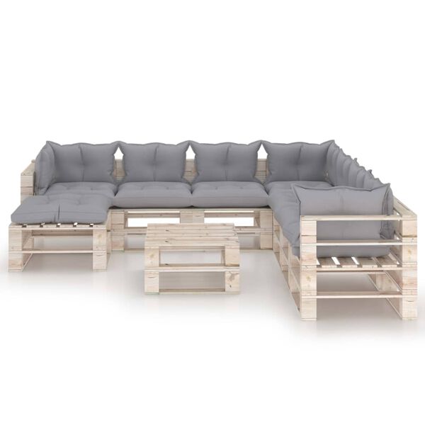 vidaXL 9-tlg. Garten-Lounge-Set aus Paletten mit Kissen Kiefernholz