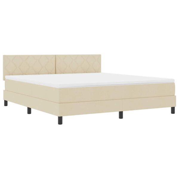vidaXL Boxspringbett mit Matratze Creme 180 x 200 cm Stoff