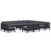 vidaXL 14-tlg. Garten-Lounge-Set mit Kissen Schwarz Massivholz Kiefer