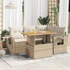 vidaXL 5-tlg. Garten-Sofagarnitur mit Kissen Beige Poly Rattan