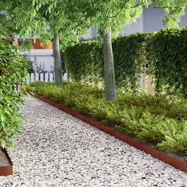 vidaXL Raseneinfassung Rostig 450 x 0,05 x 15 cm Wetterfeststahl