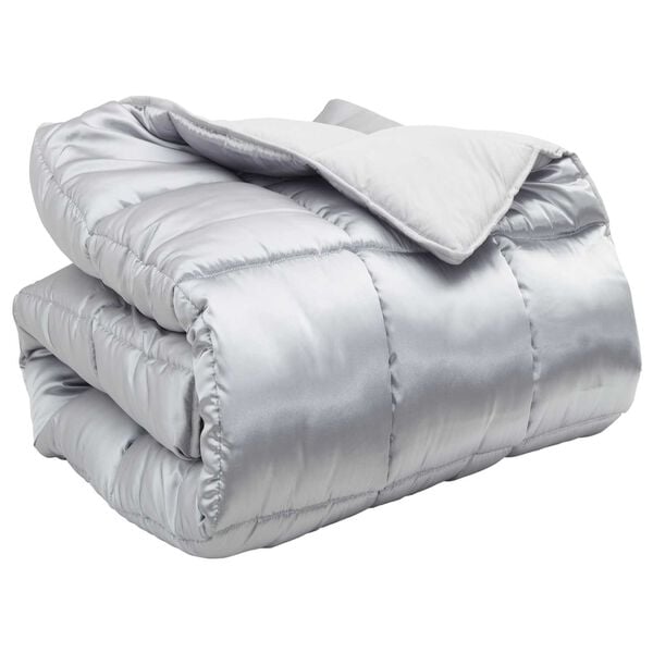 vidaXL Winterbettdecke Silber 220 x 240 cm Satin und Mikrofaser