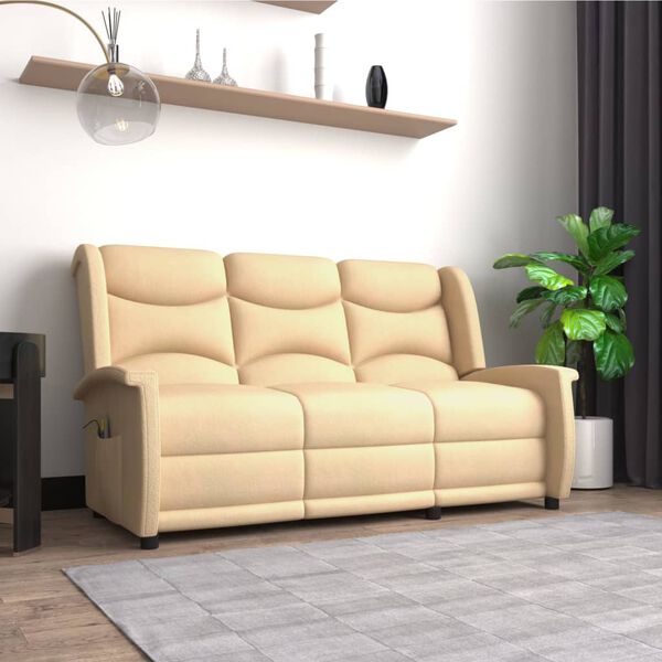 vidaXL 3-Sitzer Massagesessel Creme Mikrofaser-Gewebe