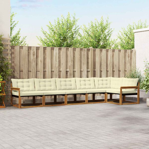 vidaXL Outdoor-Sofagarnitur mit Kissen 6 pcs Natur und Creme
