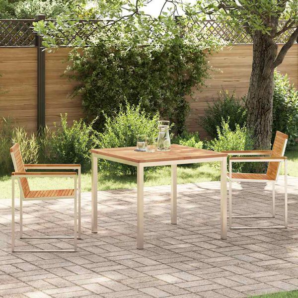vidaXL Garten Essgruppe 3 pcs Braun Massivholz Teak