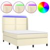 vidaXL Boxspringbett mit Matratze & LED Creme 140x190 cm Kunstleder
