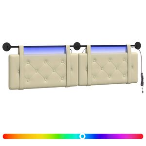vidaXL H&auml;ngendes Kopfteil Mit LED Licht Creme Kunstleder