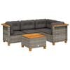 vidaXL 5-tlg. Garten-Sofagarnitur mit Kissen Grau Poly Rattan