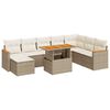 vidaXL 9-tlg. Garten-Sofagarnitur mit Kissen Beige Poly Rattan Akazie