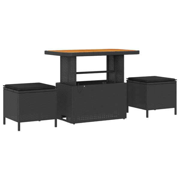 vidaXL Garten-Sofa-Set mit Kissen mit Speicher 10 pcs Schwarz